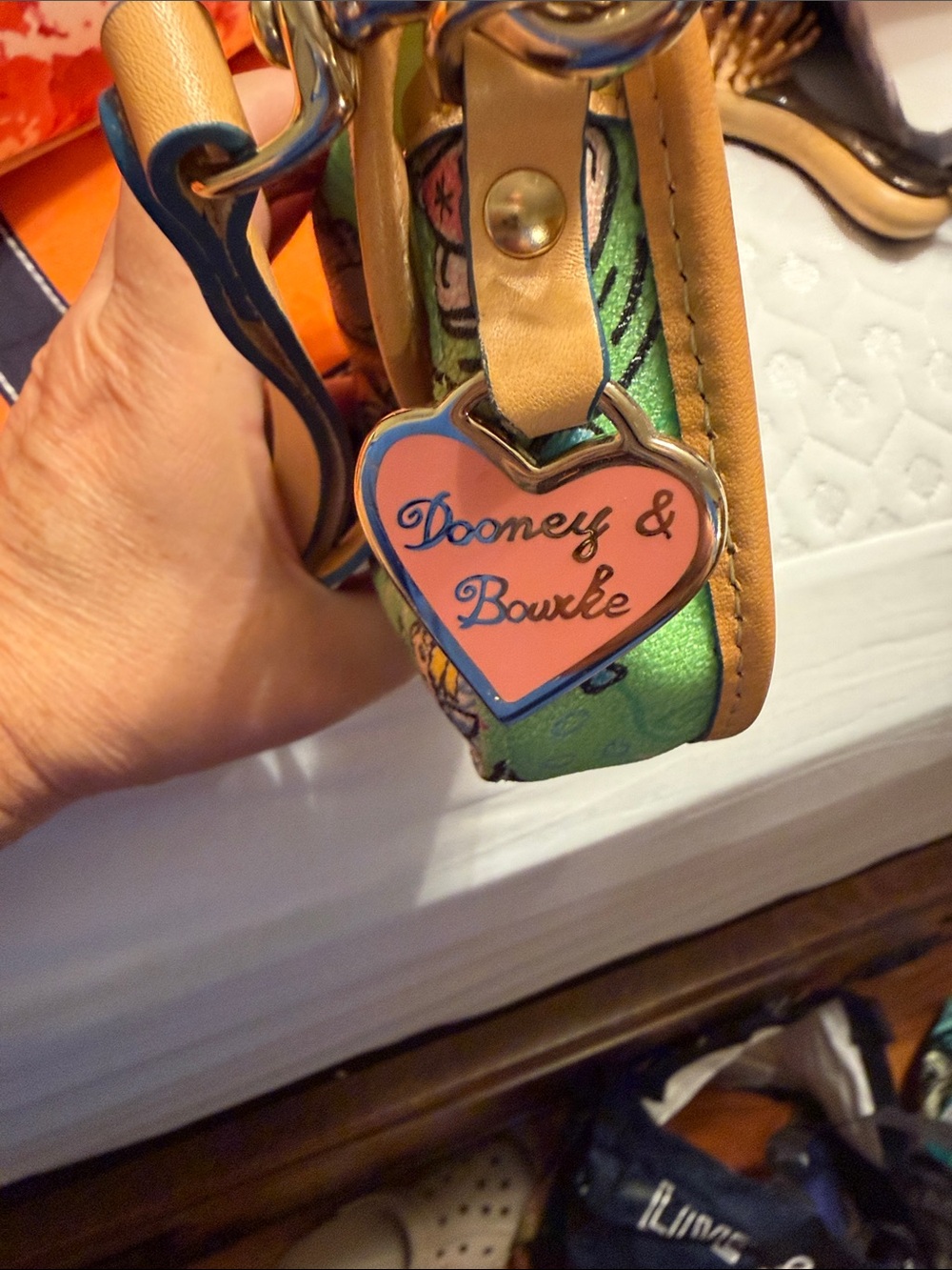 Dooney & Bourke Green Disney Printed Crossbody with Tan Trim - Picture 3 of 3